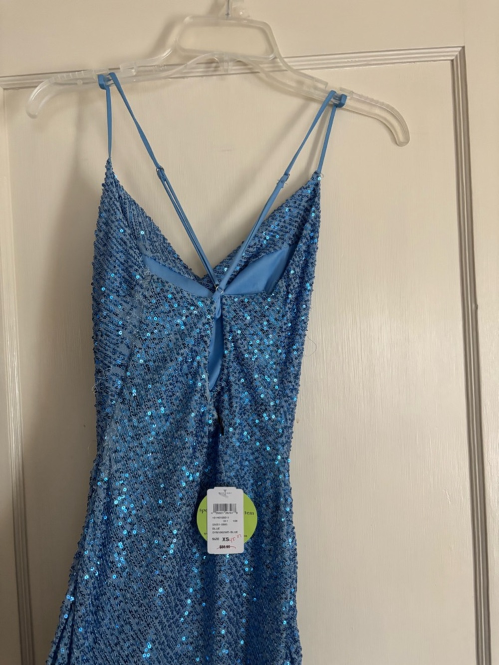 Windsor Blue Sequin Midi Slip Dress open back - Picture 2 of 3
